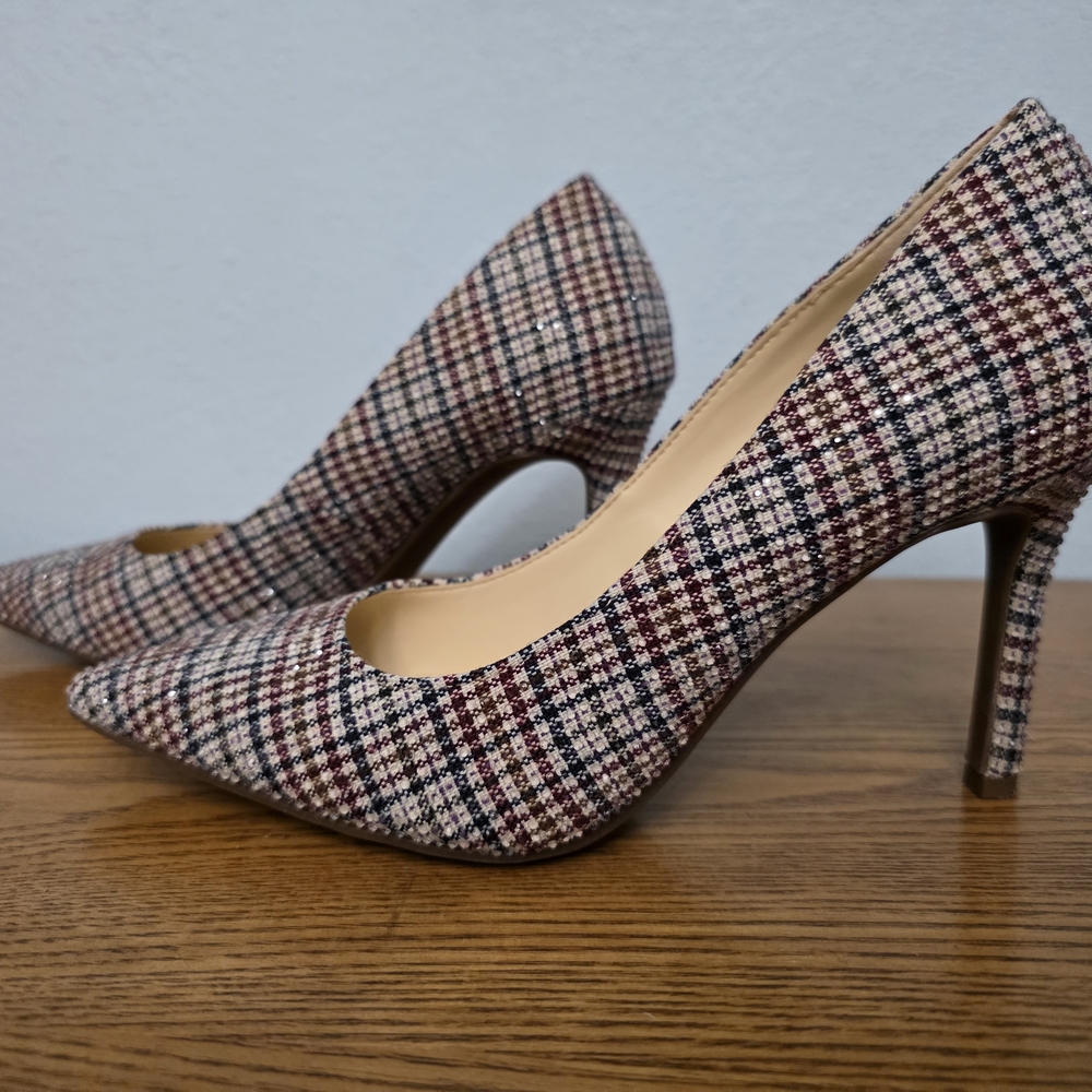 Jessica Simpson Plaid Heels in Red and Blue